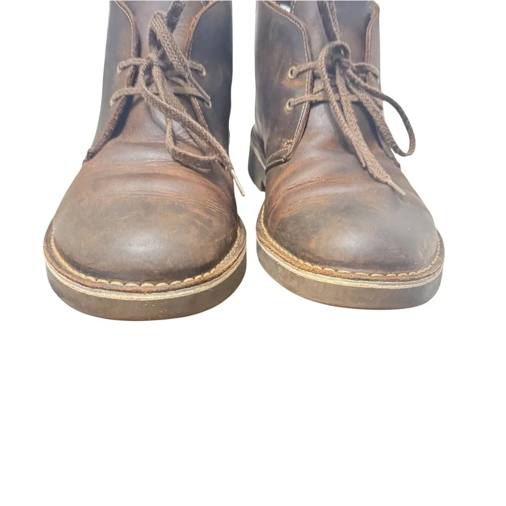 Clarks Bushacre 2 Chukka Boots Mens 10‎ Beeswax Brown Leather Good Ankle Boot